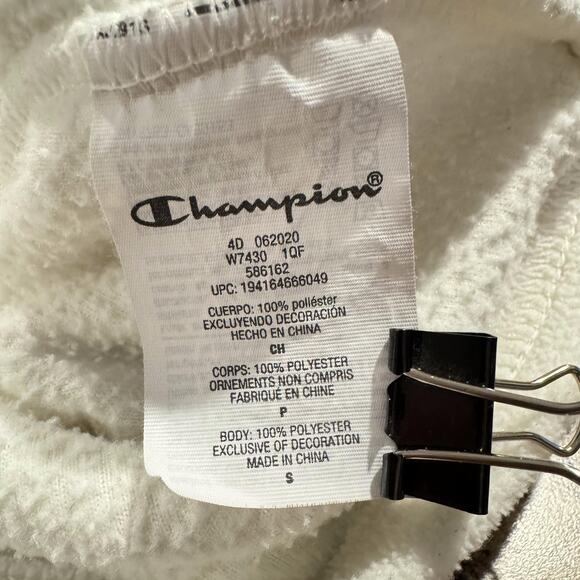 Champion Sweater Pullover Athleisure Minimalist Outdoor Cozy Fleece Ivory Small - Picture 6 of 10